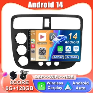 Radio estéreo para automóvil para HONDA Civic 2000-2005 Android 14 GPS navegación CarPlay 6 GB + 128 GB - Imagen 1 de 16