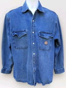 John Deere L/S 100% Cotton Vintage Sz. BIG Med. John Deer Snap Up Denim Shirt*** - Picture 1 of 9