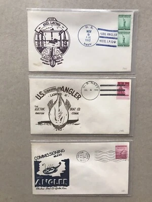 US WWII Naval Cover +US Submarine #240 +USS Angler=Commission +Keel +Launch - Image 1 of 2