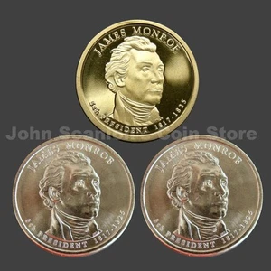 Trio of 2008 Monroe Presidential Dollars P&D BU and S-Mint Proof (3 Coins) - Picture 1 of 2