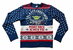 Star Wars Grogu Mandalorian Baby Yoda Mens Ugly Christmas Sweater Merry Force M - Picture 1 of 8