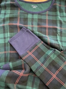 Lt Weight Green Plaid Blackwatch Print Thermal Waffle Shirt and Pants set 2XL - Picture 1 of 10
