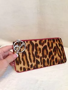 Christian Dior SPIELER Leopardenfell rot DIOR Charm Clutch Etui Handtasche Geldbörse - Bild 1 von 12