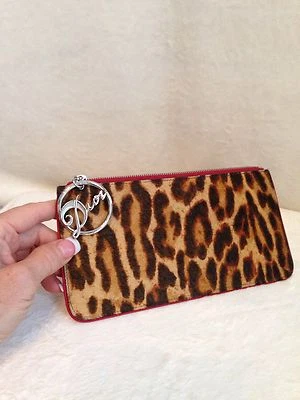 Christian Dior GAMBLER Piel de Leopardo Rojo DIOR Dije Bolso sin asas Bolso de mano Cartera Foto 1 de 4