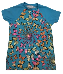 Nike Girls Butterfly Short Sleeve Top Swimsuit in Chlorine Blue, Medium - Picture 1 of 2