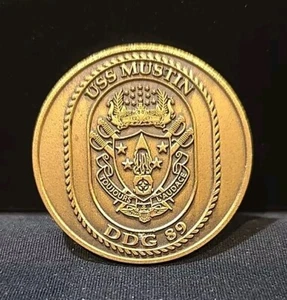 USN NAVY USS MUSTIN DDG 89 DESTROYER CHALLENGE COIN - Picture 1 of 3
