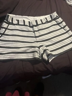 Pantalones cortos ELLE para mujer talla 14 preppy negros blancos a rayas Foto 1 de 4
