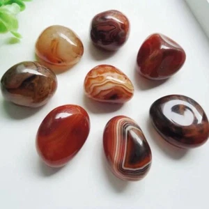 AAA Natural Silk Banded Lace Agate Healing Crystal Sardonyx Carnelian Palm Stone - Picture 1 of 12