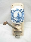 PeDe Dutch Blue Windmill Delft Type Pottery Hopper Coffee Grinder Wall Mill 