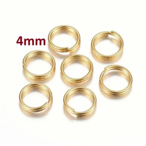 50 pcs Double Rings – 316 Stainless Steel Split Jump Rings – Gold Plated – 4mm - Picture 1 of 2