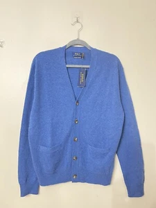 Polo Ralph Lauren Mens M Washable Cashmere 100% Cardigan Sweater Blue NWT $398 - Picture 1 of 5