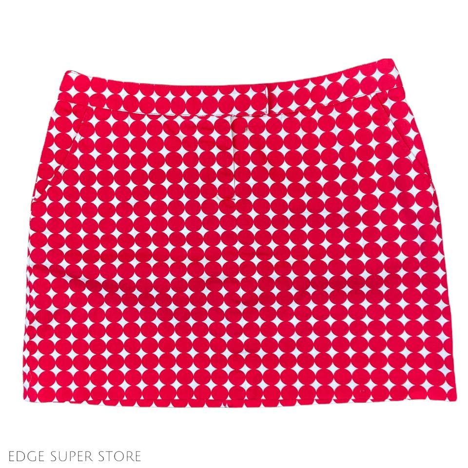 Larry Levine Red Diamond Print Straight Pencil Stretch Zip Short Skirt Size 16 - Image 1 of 4