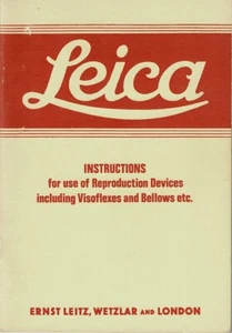 Leica Intructions for Reproduction Devices Visoflexes and Bellows reprint - Imagen 1 de 2