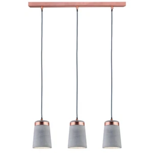 Paulmann 796.26 Neordic Stig Lampada a sospensione 3 fiamme E27 rame opaco, grigio - Foto 1 di 6