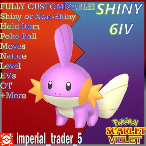 Pokémon Scarlatto e Viola ✨LUCIDO✨ Mudkip con Miglior 6IV + Personalizzabile - Foto 1 di 1