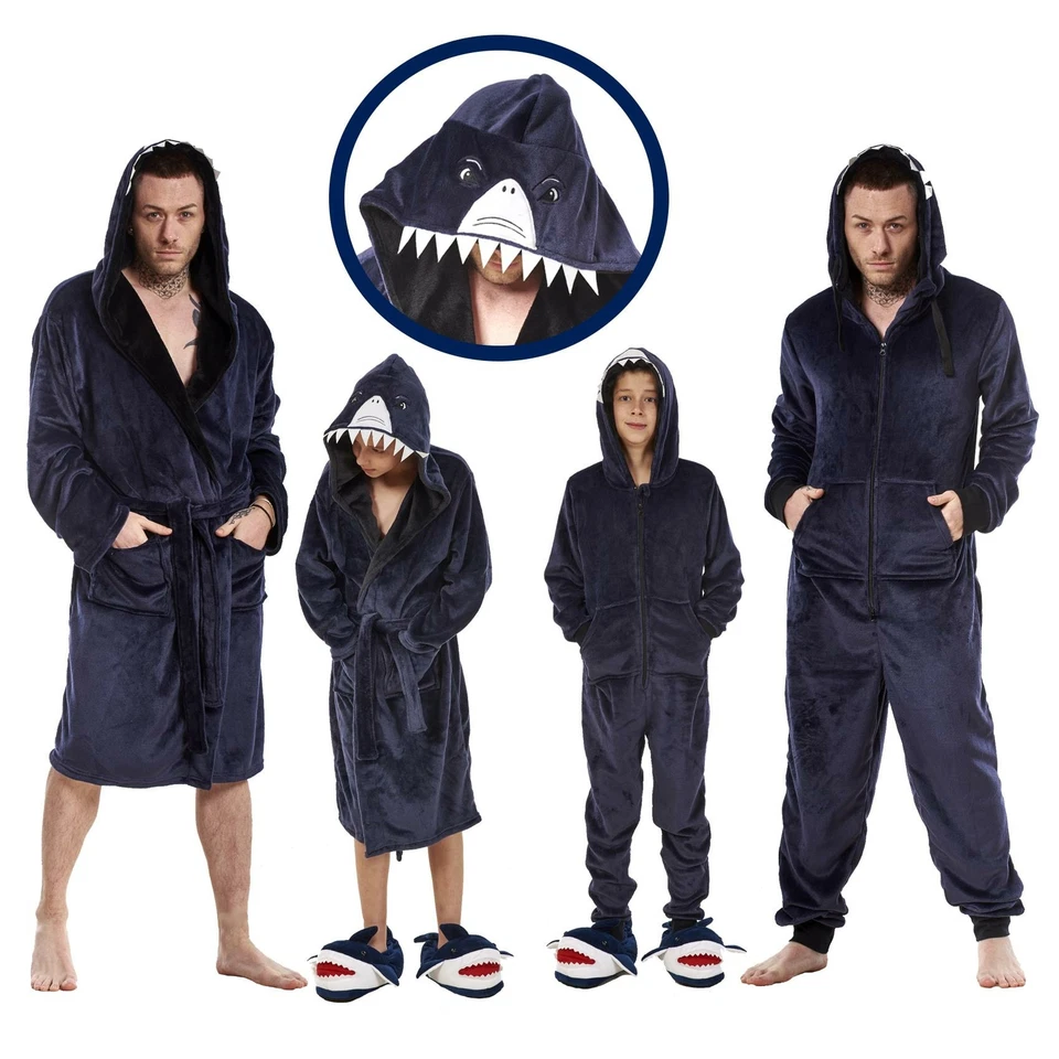 Para hombres/niños Vestido de vestir de lana acurrucado/Novedad Capucha de tiburón a juego Mini Foto 1 de 1