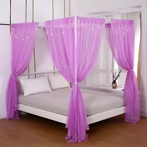 Akiky Bed Canopy with Lights Canopy Bed Curtains Canopy for Girls Boys Adults... - Picture 1 of 8
