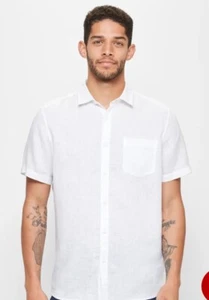 MENS LINEN SHIRT WHITE (SIZE XL) - Picture 1 of 9