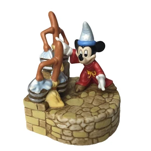Disney Sorcerer Apprentice Music Box Ceramic Fantasia Mickey Mouse Brooms Works - Picture 1 of 11