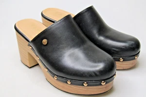 Women's Taryn Rose Miel Black Leather Platform Clogs Shoes Sz 7 NEW - Picture 1 of 8