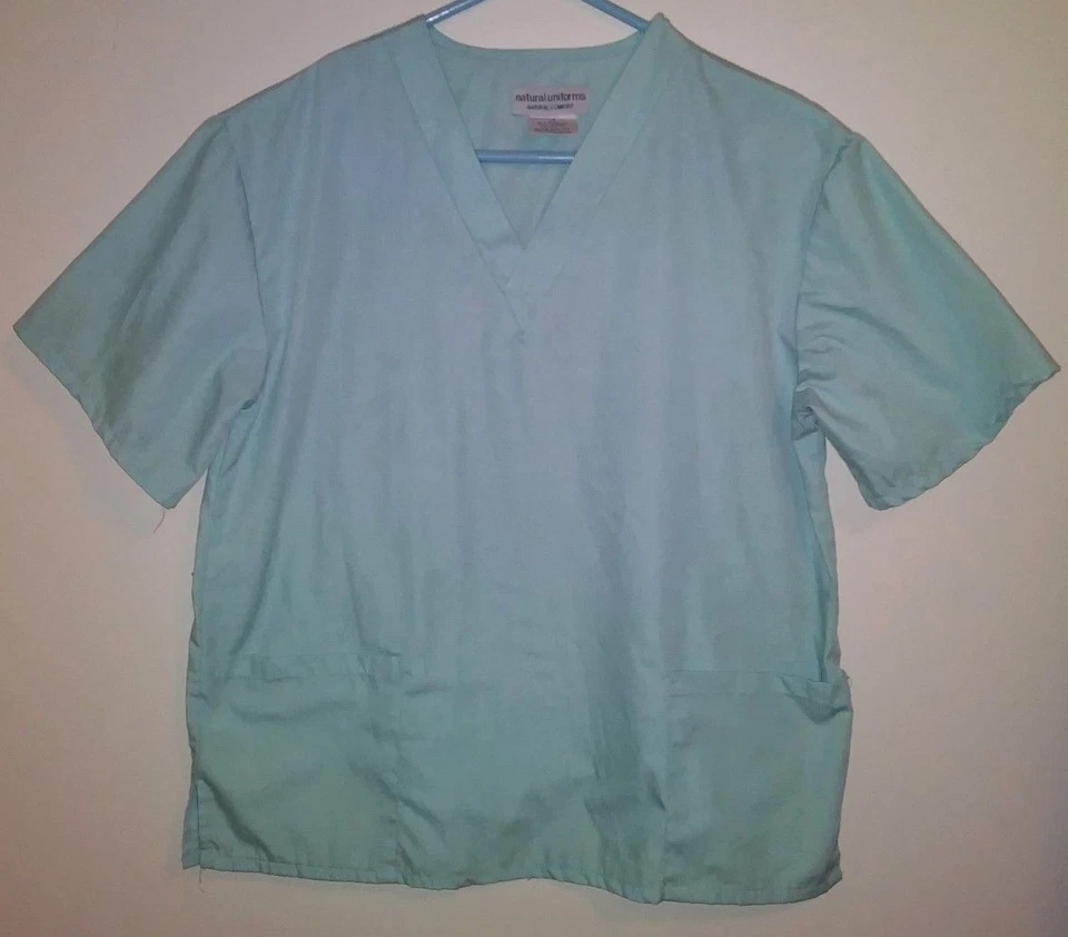 NATURAL UNIFORMS Nurse Womens Scrub Top SIZE XS Light Teal Color Blouse - Image 1 of 3