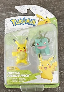 Pokemon 2" Pikachu and Bulbasaur Battle Action Figure 2 pk Toy New - Picture 1 of 2