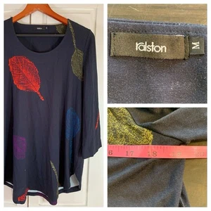 Ralston Leaf Top Damen Medium schwarz Art to Wear Oversized Stretch Artsy Lagom - Bild 1 von 12