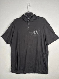 Armani Exchange Polo Shirt Mens XL Black A|X Logo Cotton Short Sleeve Collared - Picture 1 of 14