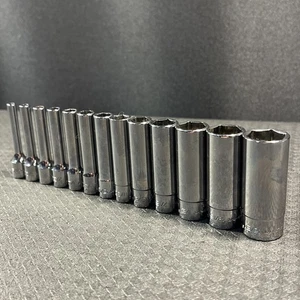 Snap-On Tools 1/4" Flank Drive 13pc SAE Standard DEEP 6 point Socket SET 1/8-5/8 - Picture 1 of 19