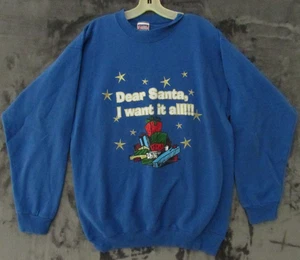 Vintage Hanes Heavyweight Comfortblend Christmas Sweater Dear Santa Size Medium - Picture 1 of 5