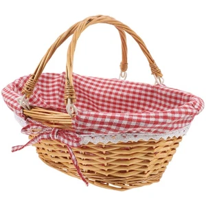 Einkaufskorb Aus Rattan Körbchen Für Blumenmädchen Geflochtener Picknickkorb - Bild 1 von 12