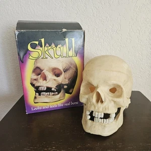 Vintage Halloween Totenkopf Blasform aufklappbar beweglich Kiefer Papier Zaubergruppe - Bild 1 von 10