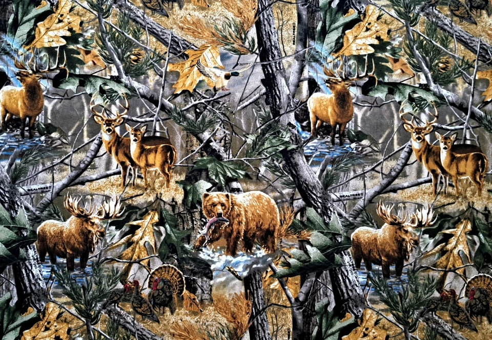 1 Yard Licensed Realtree Camouflage Deer Leaf Hunting 100% Cotton Sewing Fabric - Image 1 of 1