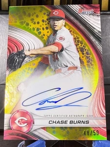 2024 Chase Burns Bowman’s Best Gold Refractor Auto #B24-CB 48/50 - Picture 1 of 2