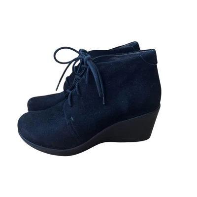 Dansko Renee Black Suede Platform Wedge Lace Up Bootie Womens Size 39 US 9 - Image 1 of 4