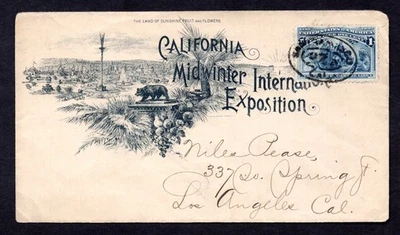 US 1893 ADVERTISING CALIFORNIA MIDWINTER INTERNATIONAL EXPOSITION COVER - Image 1 of 2
