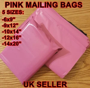 Bolsas de sellado de correo de plástico fuerte rosa - 5 tamaños - Imagen 1 de 3