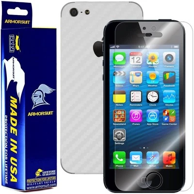 ArmorSuit 苹果 iPhone 5 屏幕保护膜 + 白色碳纤维皮肤 美国制造 — 第 1/4 张图片