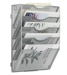 Mesh Wall File Holder Organizer Magazine Rack Papers Documents Silver - Picture 1 of 6