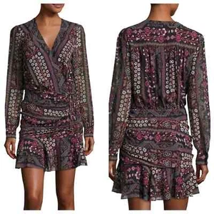 Veronica Beard Dress Women’s Size 4 Edison Ruched Flounce-Hem Printed Flowy - Picture 1 of 16