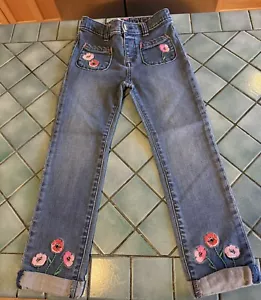 Gymboree Girls POPPY Garden Floral Pocket Jeans Size 5T Elastic Waist ~EUC! - Picture 1 of 6