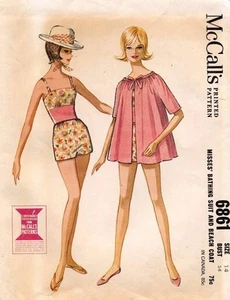 60er Jahre Vintage McCall's Misses' Badeanzug und Strandmantel Muster 6861 Größe 14 - Bild 1 von 2