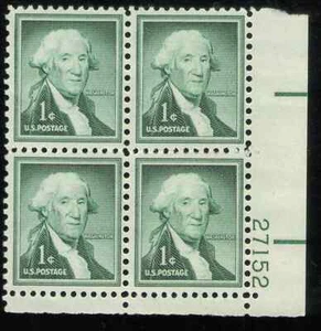 US. 1031. 1c. George Washington, Liberty. PB4 #26995 LR. MNH. 1956 - Picture 1 of 2
