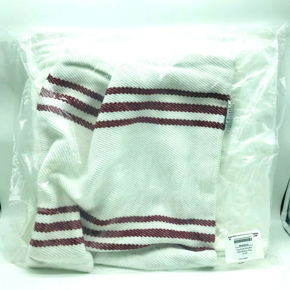 Annie Selke Fresh American Cape Stripe Red White 22" Indoor Outdoor Pillow Beach - Image 1 of 4