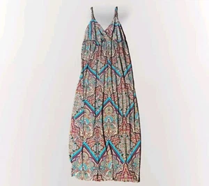 Rhapsody Maxi Dress Women’s Size 2XL Beige Blue Paisley Sleeveless Sundress - Picture 1 of 10