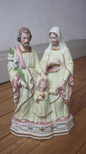 Antique french bisque porcelain holy family statue religious France hand painted - Picture 1 of 11