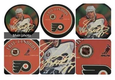 ERIC LINDROS #88 FLYERS NHL NHLPA 1996 FOTO DISCO DE COLECCIÓN 🇸🇰 ESTAMPADO EN SIG! Foto 1 de 4