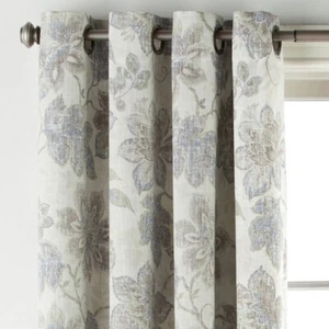 JCP 50X 84 Sullivan Floral Ivory Blue Green Energy Saving Blackout Grommet Panel - Picture 1 of 10