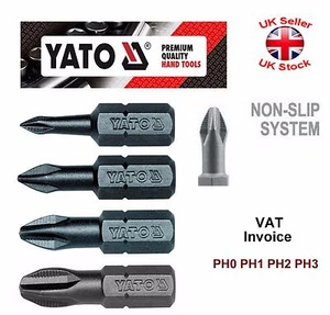 Yato Professional NON SLIP 25mm (1") Bits Philips PH0 PH1 PH2 PH3 YT-7806-9 - Picture 1 of 3