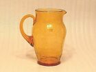 Antique Victorian Amber Spangle Glass Pinched Sided Pitcher With Silver Flakes
